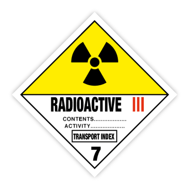 Fareseddel Klasse 7C - Radioaktive Stoff (Lavere risiko)