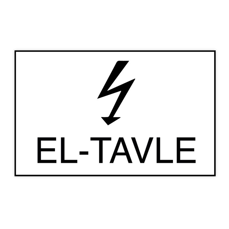 Skilt for el-tavle med symbol og tekst