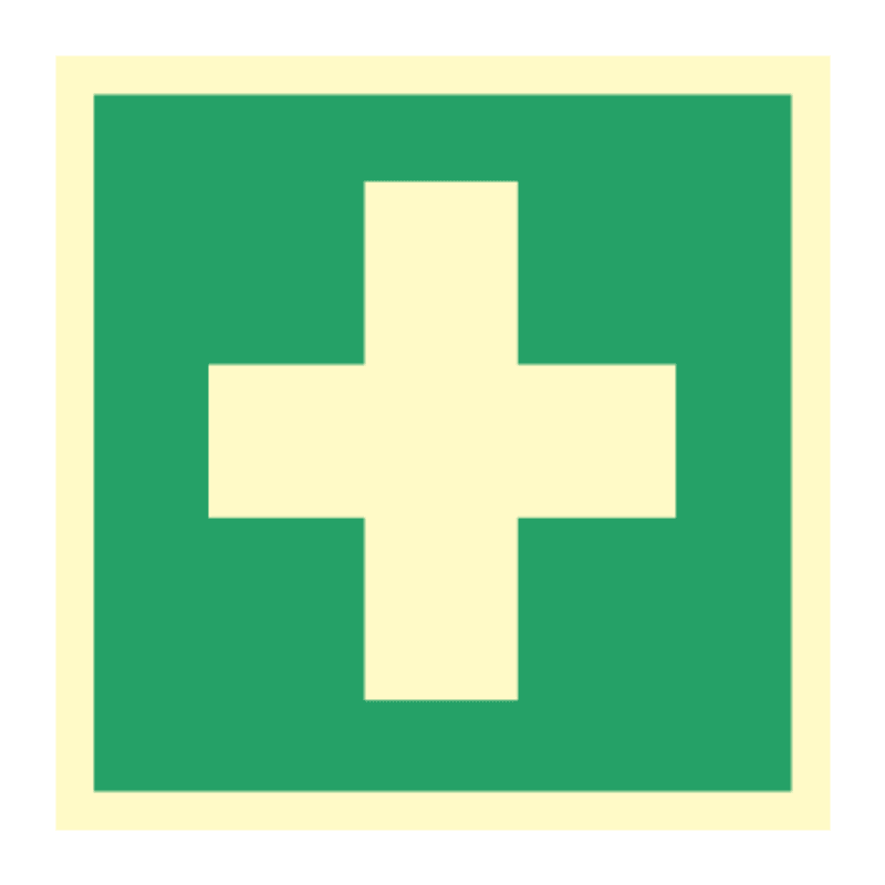 Førstehjelpsskilt for førstehjelpsutstyr med symbol