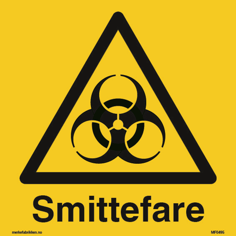 Smittefare - Skilt med symbol og tekst