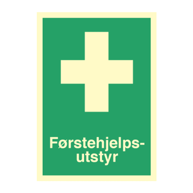 Hovedbilde Førstehjelpsutstyr - førstehjelpsskilt med symbol og tekst