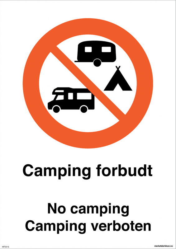 Camping forbudt skilt