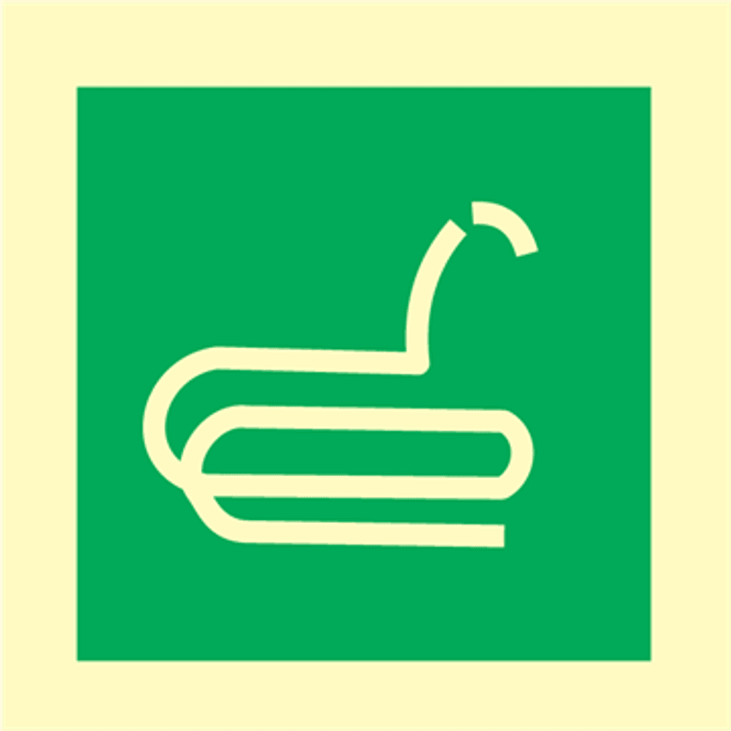 Brannsikker redningsline - IMO skilt med symbol