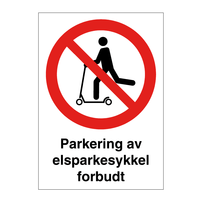 Elsparkesykkel parkering forbudt skilt