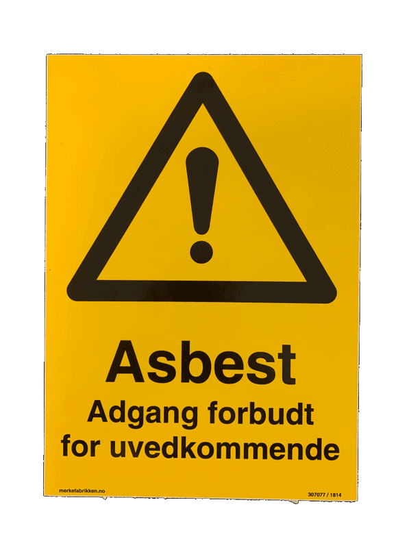 Asbest fareskilt -  med adgang forbudt for uvedkommende
