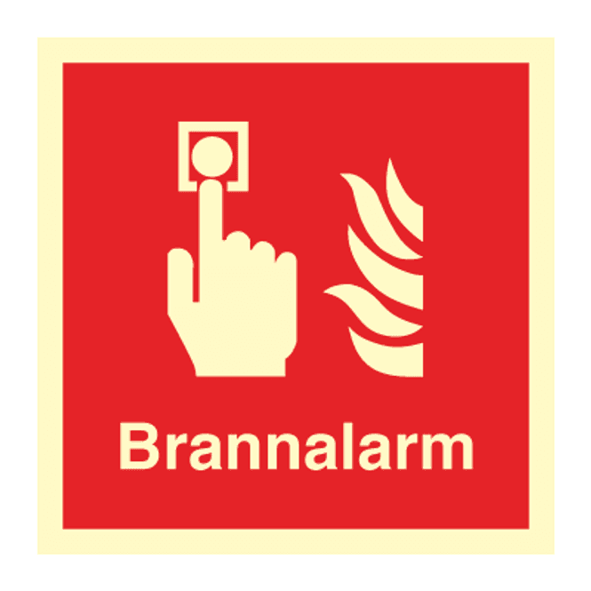 Hovedbilde Brannalarm - Brannskilt med symbol og tekst