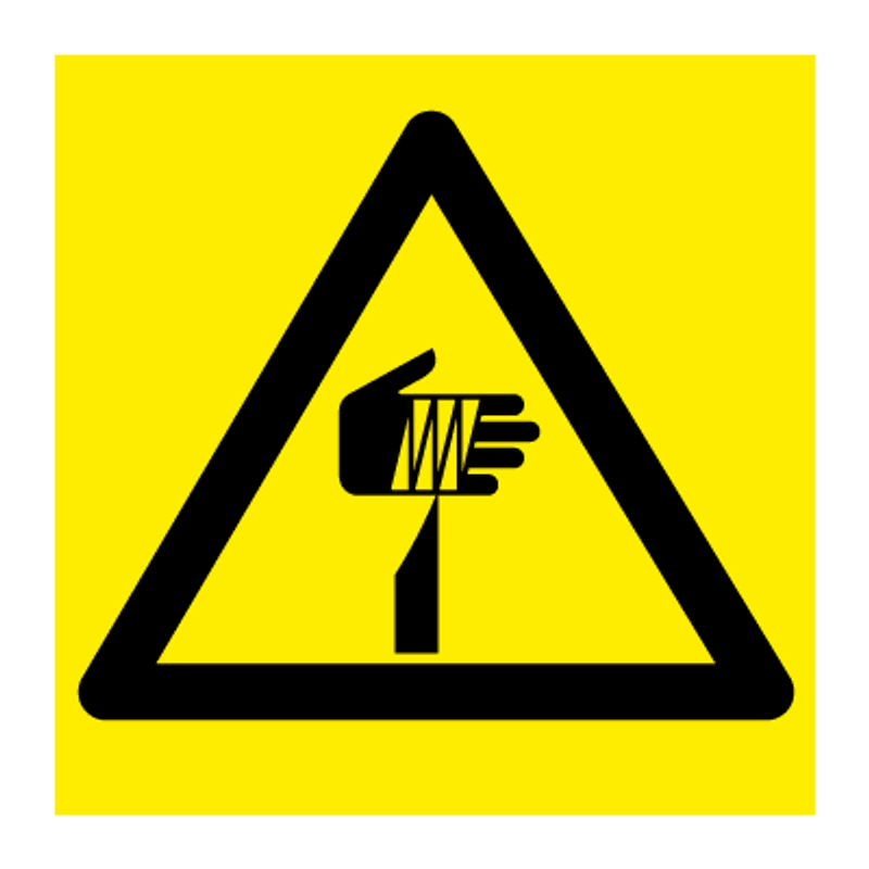 Fare for avskårne fingre - Fareskilt med symbol