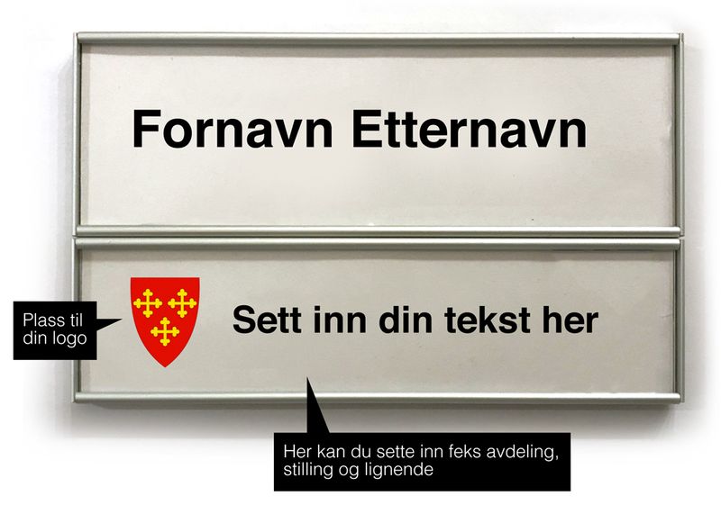 Kontorskilt med utskiftbar tekst, slim 150 x 90 mm