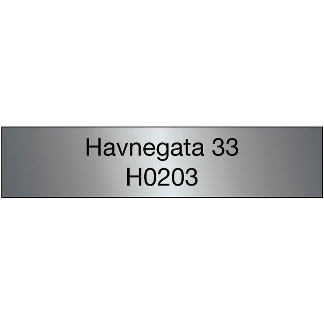 Hovedbilde Adressemerkeskilt - grå med svart tekst 110 x 25 mm (2 stk)