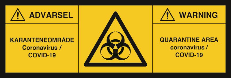 Koronavirus - Smittevernskilt for biologisk fare 140x420mm