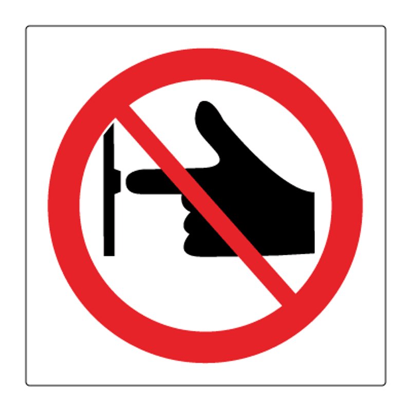 Må ikke startes - stoppes - Forbudsskilt med symbol