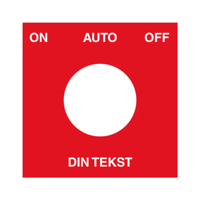 Hovedbilde Bryterskilt med din tekst og On / Auto / Off for bryter - Rød