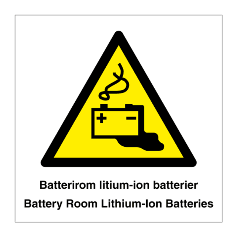 Skilt for batterirom - Lithiumbatterier