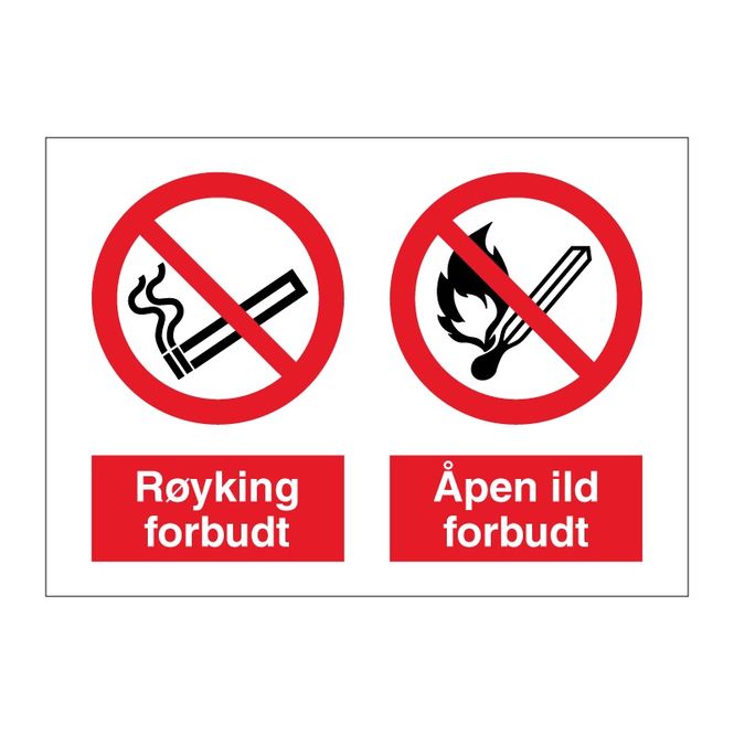 Hovedbilde Røyking og åpen ild forbudt  - Forbudsskilt