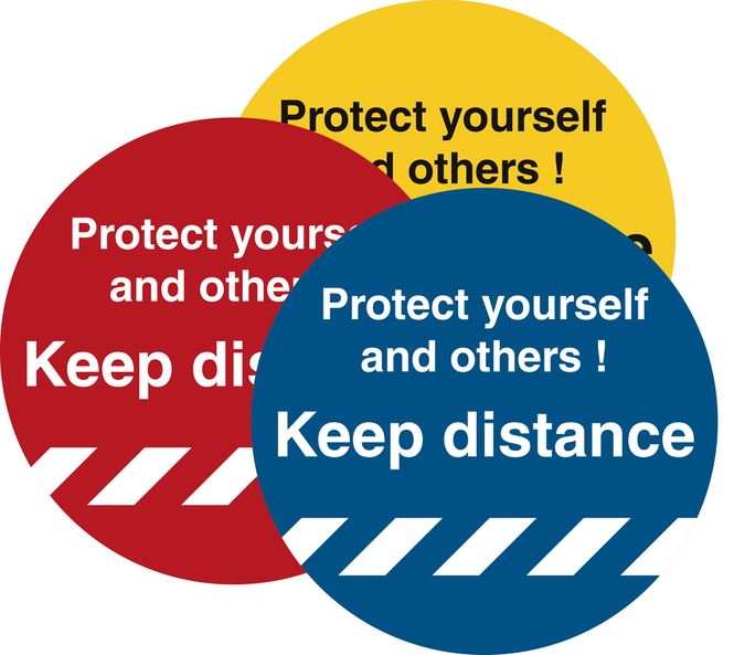 Hovedbilde Hold avstand Gulvskilt Ø250mm - Keep Distance Protect Yourself 