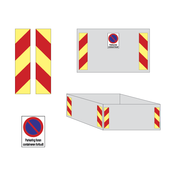 Containermerking Med Refleks - 8 stk 100 x 500 mm