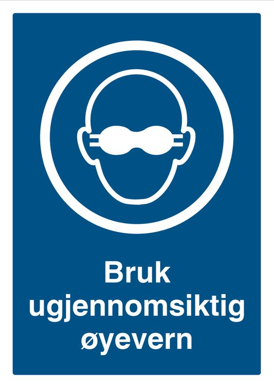 Påbudt med Ugjennomsiktig øyevern - HMS Påbudsskilt - 210 x 297 