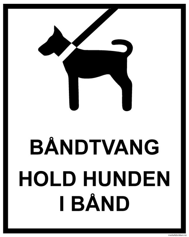 Båndtvang for Hund - Skilt i Aluminium - 250 x 200 mm