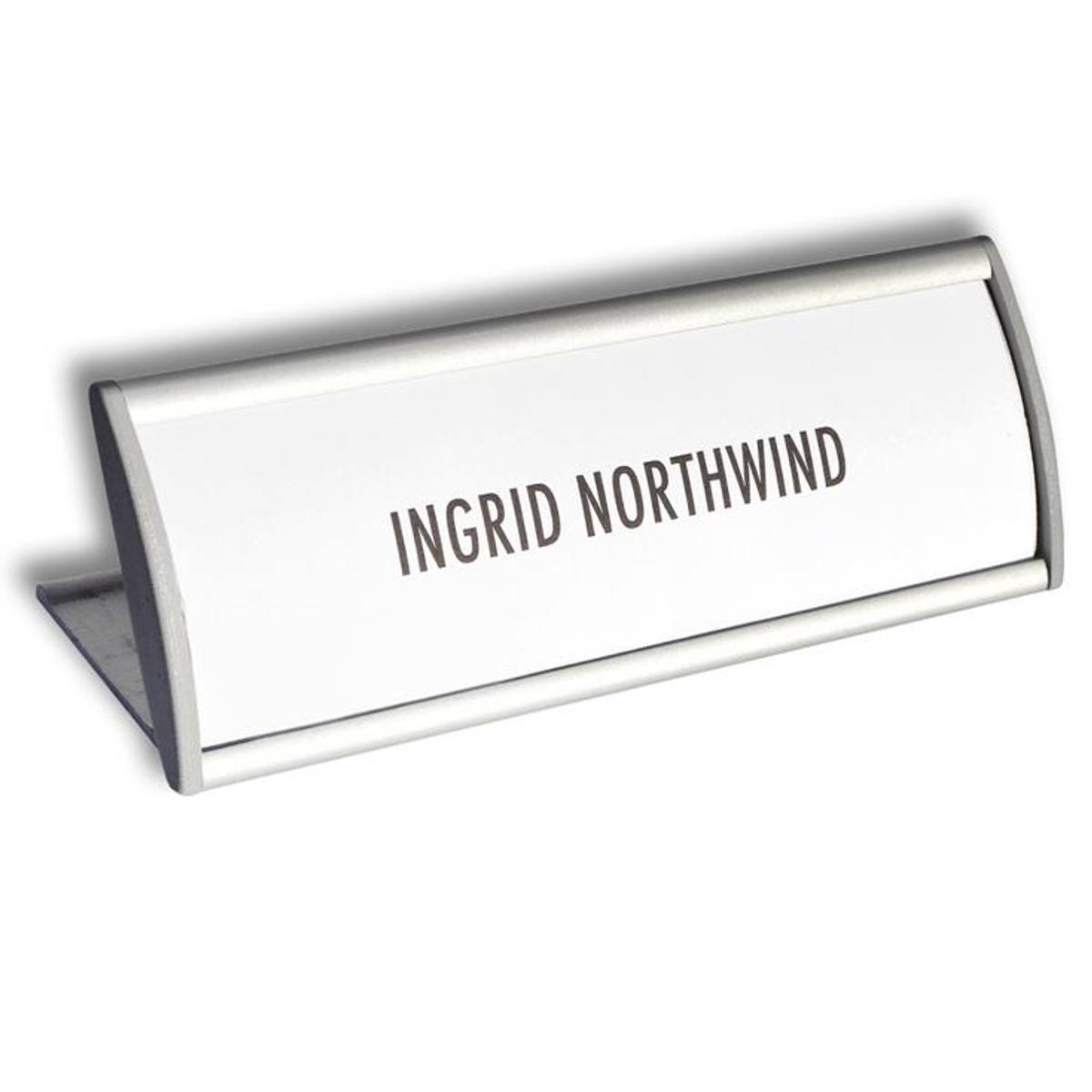 Kontorskilt med Utskiftbar Tekst - Buet Bordskilt 150 x 53mm