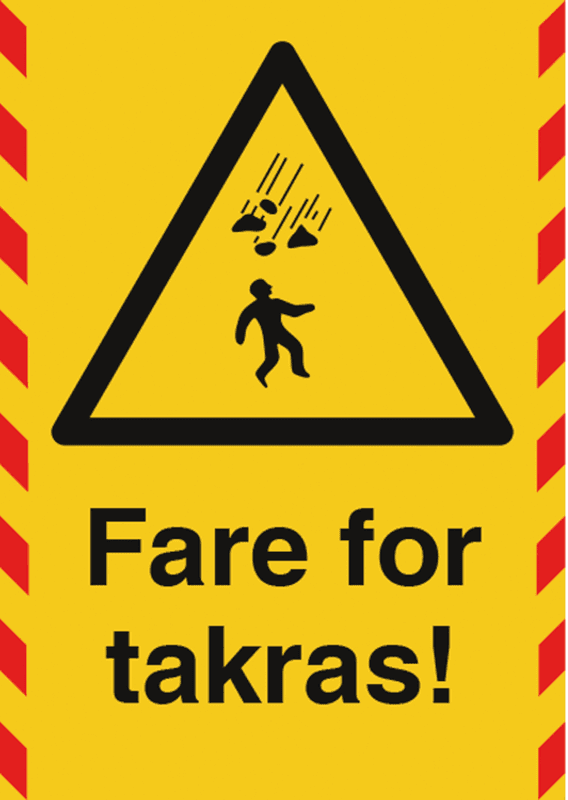 Fare for takras skilt - 210 x 297 mm