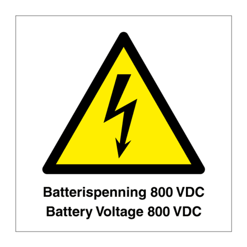 Containerskilt høyspenning 800 VDC