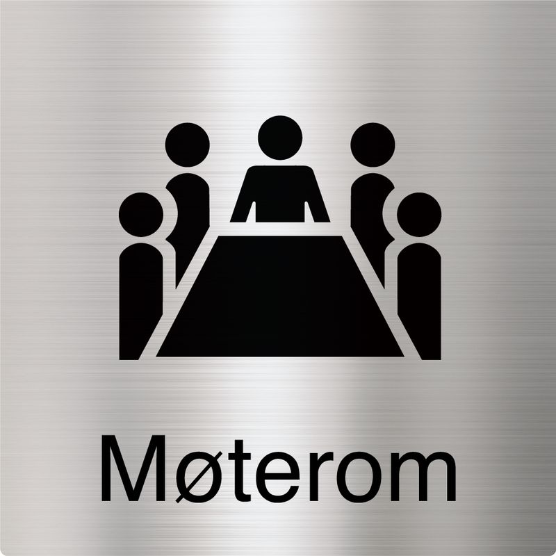 Møterom - skilt med symbol og tekst