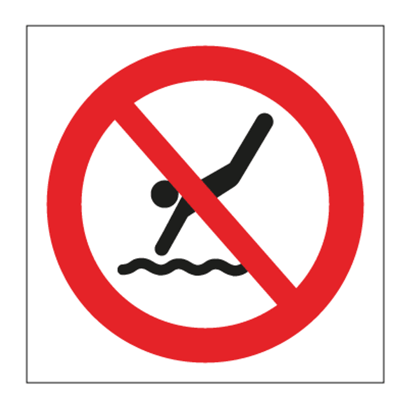Stuping forbudt - Forbudsskilt med symbol og tekst