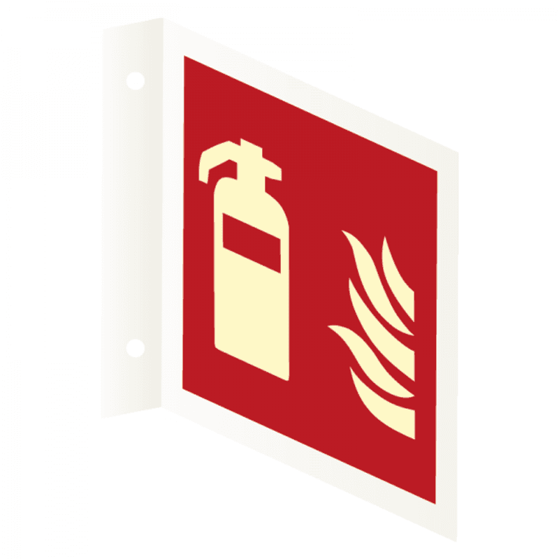 Brannslukker - plogskilt med symbol