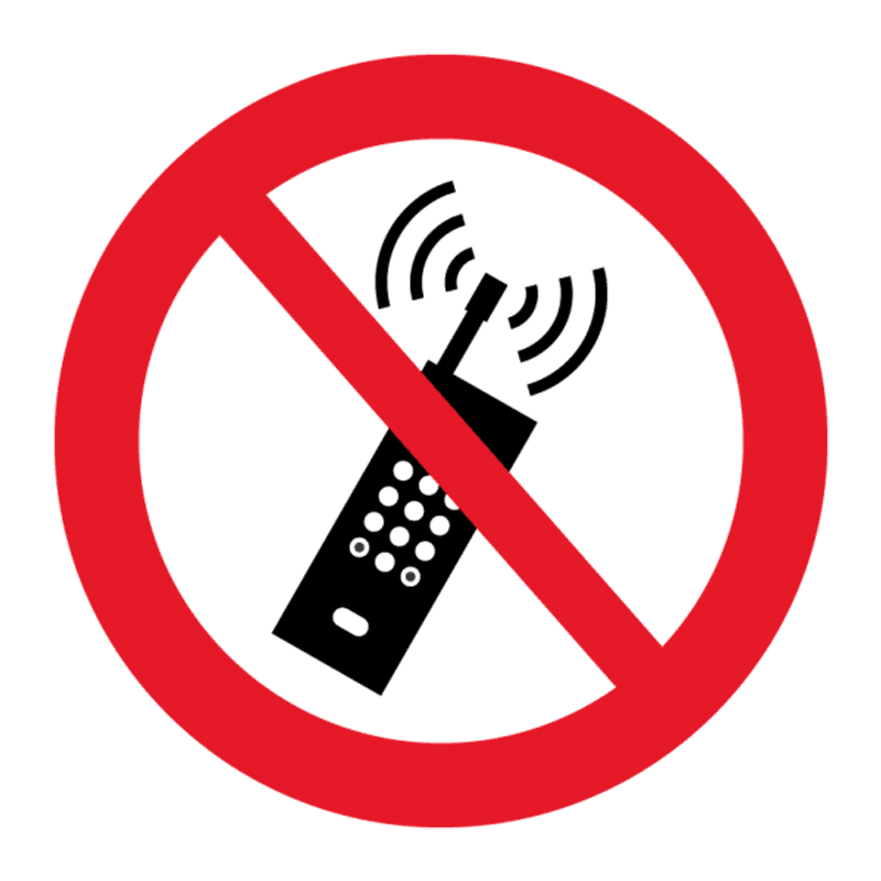 Mobiltelefon forbudt - Forbudsskilt med symbol