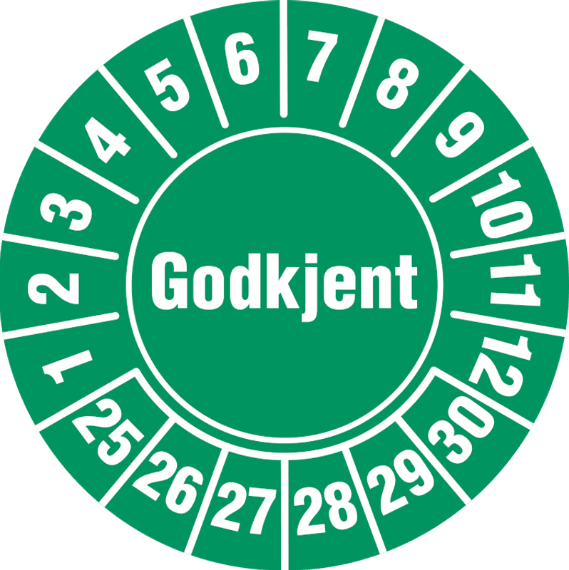Godkjent Kontrollmerke - Ø 30 mm (10 stk)