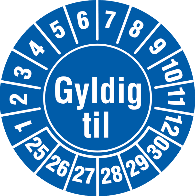Gyldig til Kontrollmerke - Ø 30 mm (10 stk)