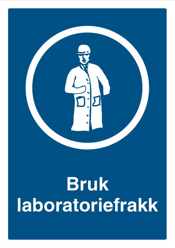 Påbudt med Laboratoriefrakk -- HMS Påbudsskilt - 210 x 297 mm